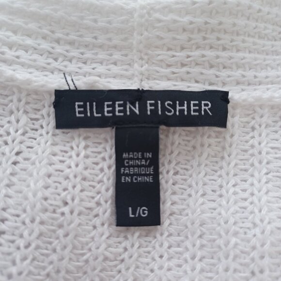 Eileen Fisher Cardigan Sweater White Linen Open Front Waterfall Style Womens L - Picture 4 of 11